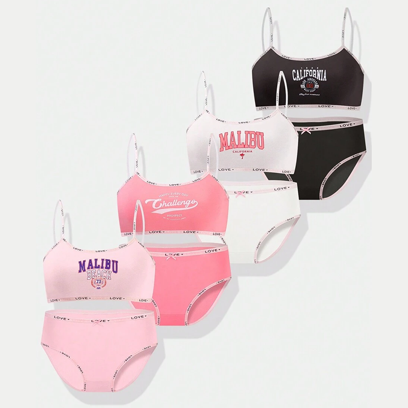 English Letter Print Bra