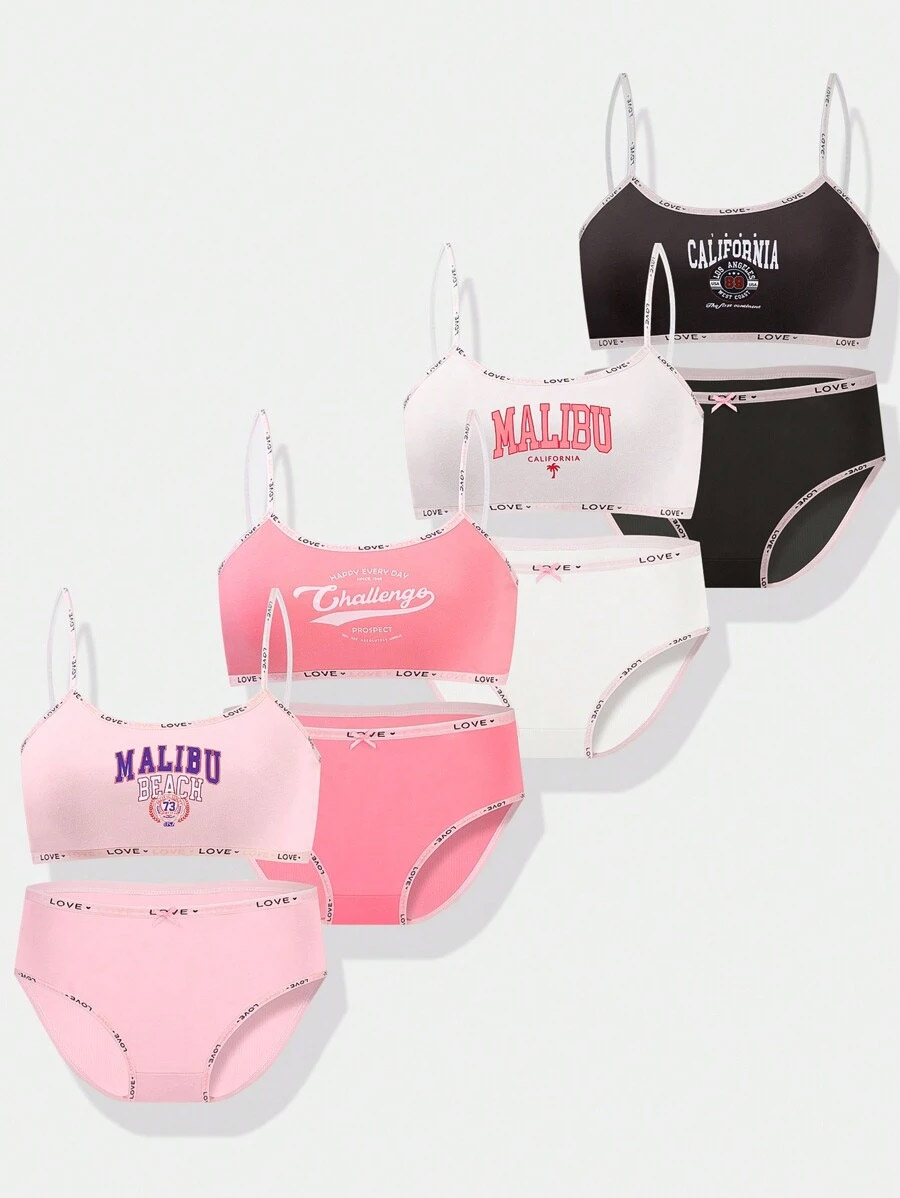 English Letter Print Bra