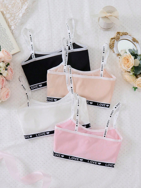 Teen Girls Letter Trim Camisole Bra