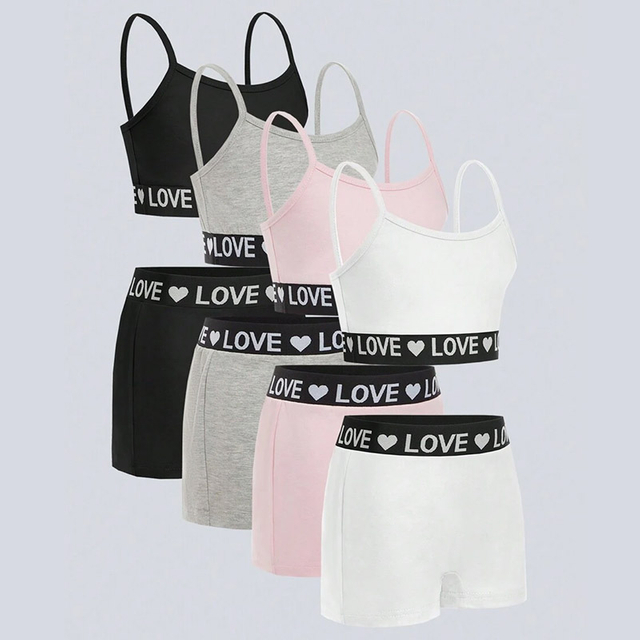 Girls Heart Print Elastic Bra