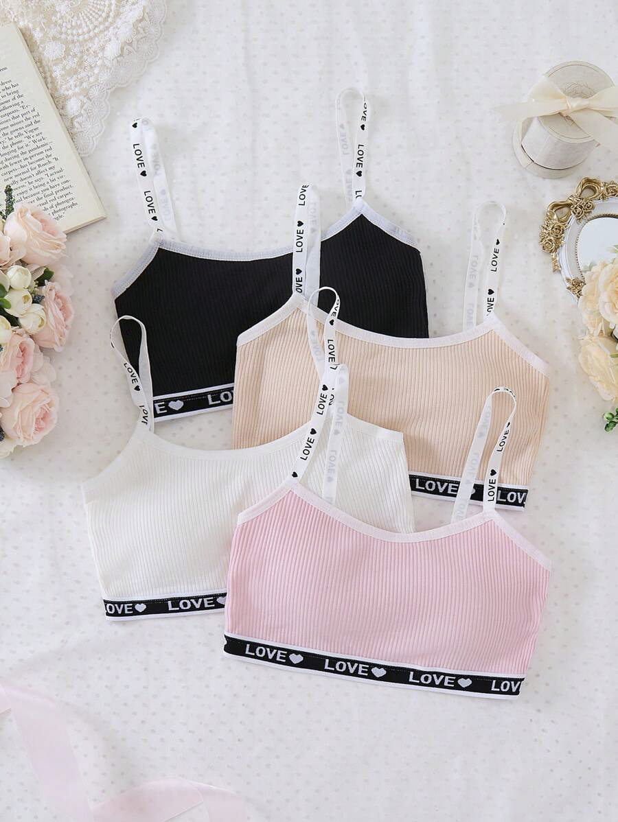 Teen Girls Letter Trim Camisole Bra